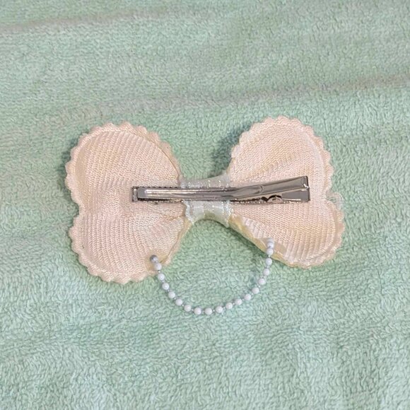 Frost Lolita / Visual Kei Glitter & Lace Cross Hair Bow - Picture 3 of 3